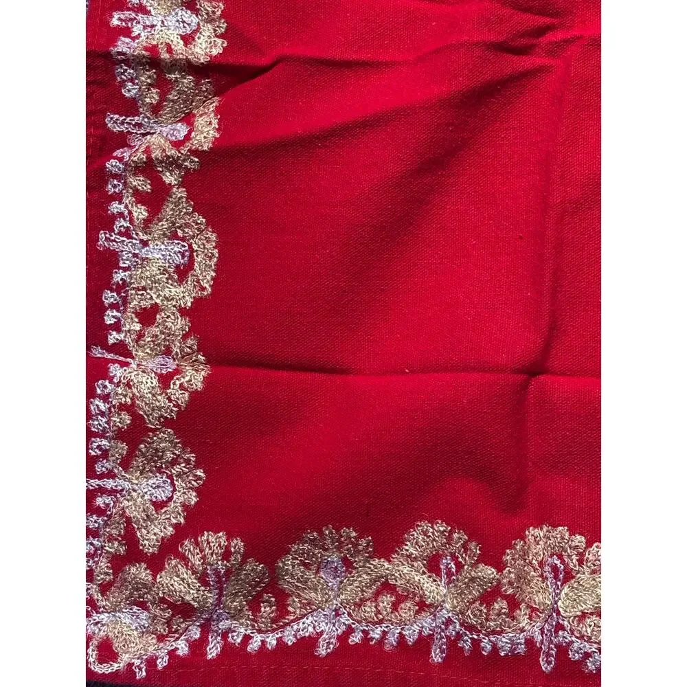 Set of 6 Red Vintage Napkins Heavily Embroidered Boho Elwgant Festive Romantic